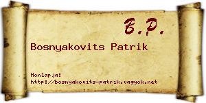Bosnyakovits Patrik névjegykártya